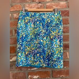 Merona Pockets Pencil Skirt 6 Turquoise Green White